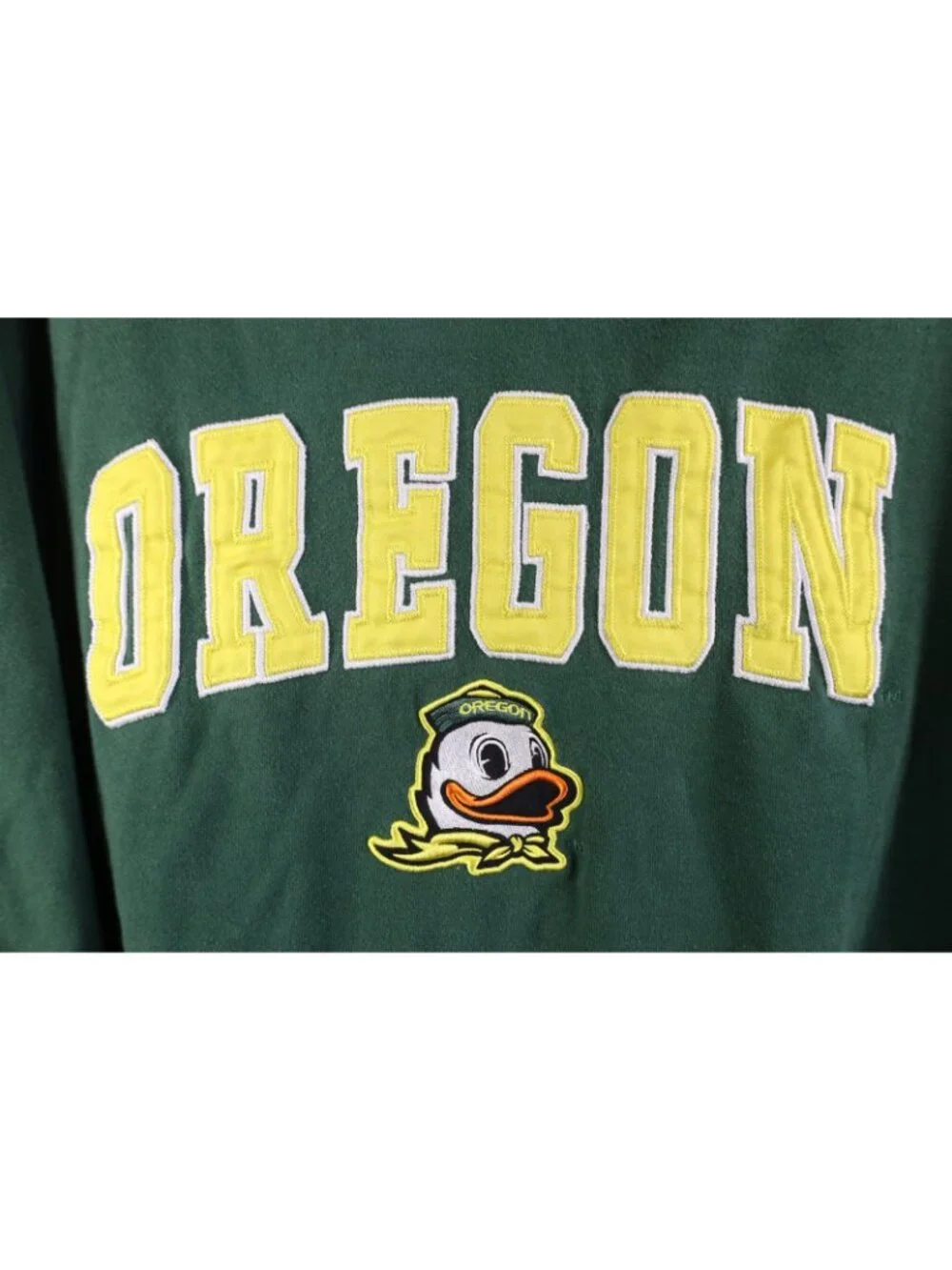 Vintage Y2K Mens Medium Distressed University of Oregon Hoodie Sweatshirt Green